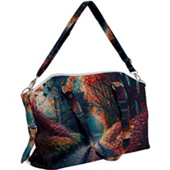 Forest Autumn Fall Painting Canvas Crossbody Bag by 99art