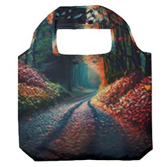 Forest Autumn Fall Painting Premium Foldable Grocery Recycle Bag by 99art
