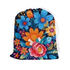 Flowers Bloom Spring Colorful Artwork Decoration Drawstring Pouch (2xl) by 99art