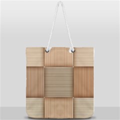 Wooden Wickerwork Texture Square Pattern Full Print Rope Handle Tote (large) by 99art