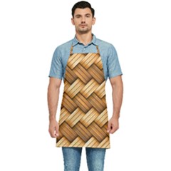 Wooden Weaving Texture Kitchen Apron by 99art
