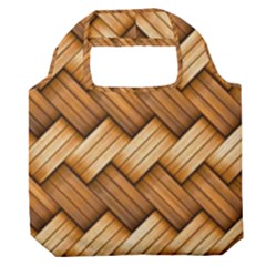 Wooden Weaving Texture Premium Foldable Grocery Recycle Bag by 99art
