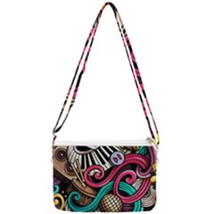 Doodle Colorful Music Doodles Double Gusset Crossbody Bag by 99art