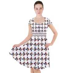 Mixed Abstract Colors Pattern Cap Sleeve Midi Dress by dflcprintsclothing