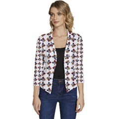 Mixed Abstract Colors Pattern Women s Casual 3/4 Sleeve Spring Jacket by dflcprintsclothing