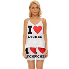 I Love Lychee  V-neck Satin Pajamas Set by ilovewhateva
