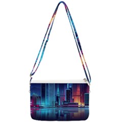 Digital Art Artwork Illustration Vector Buiding City Double Gusset Crossbody Bag by 99art