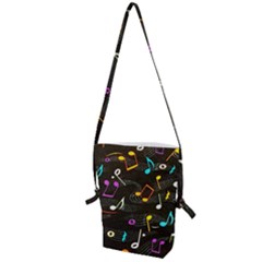 Assorted Color Musical Notes Wallpaper Fabric Folding Shoulder Bag by 99art