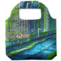 Anime Landscape Apocalyptic Ruins Water City Cityscape Foldable Grocery Recycle Bag by 99art