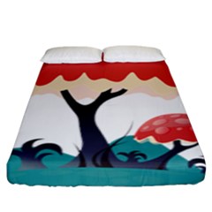 Tree-art-trunk-artwork-cartoon Fitted Sheet (king Size) by 99art