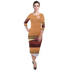 Hamburger-cheeseburger-burger-lunch Quarter Sleeve Midi Velour Bodycon Dress by 99art