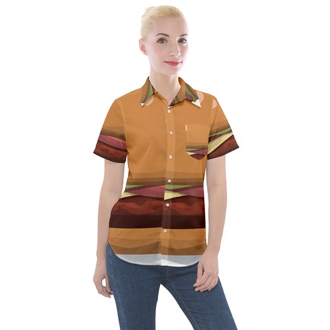 Hamburger-cheeseburger-burger-lunch Women s Short Sleeve Pocket Shirt by 99art