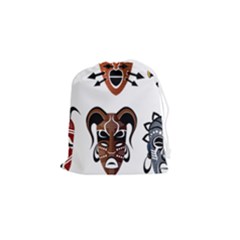Tribal-masks-african-culture-set Drawstring Pouch (small) by 99art