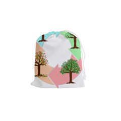 Seasons-of-the-year-year-tree Drawstring Pouch (small) by 99art