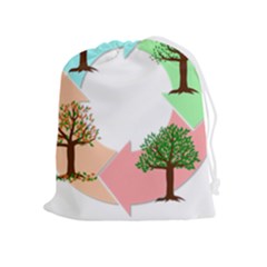 Seasons-of-the-year-year-tree Drawstring Pouch (xl) by 99art
