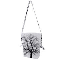 Tree-silhouette-winter-plant Folding Shoulder Bag by 99art