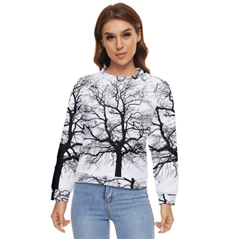 Tree-silhouette-winter-plant Women s Long Sleeve Raglan Tee by 99art