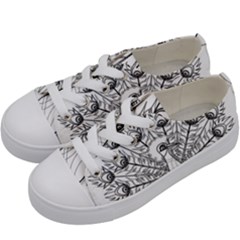 Peacock-plumage-display-bird Kids  Low Top Canvas Sneakers by 99art