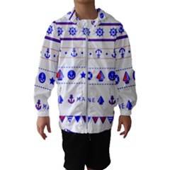 Marine Nautical Clip Art Kids  Hooded Windbreaker by 99art
