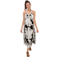 Graphic-design-vector-skull Halter Tie Back Dress  by 99art