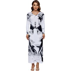 Graphic-design-vector-skull Long Sleeve Longline Maxi Dress by 99art