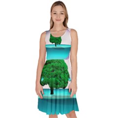 Crystal-ball-sphere-cartoon Color Background Knee Length Skater Dress With Pockets by 99art
