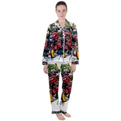 Mural Graffiti Paint Women s Long Sleeve Satin Pajamas Set	 by 99art