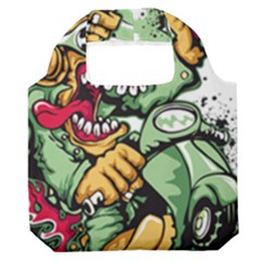 Scooter-motorcycle-graffiti Premium Foldable Grocery Recycle Bag by 99art