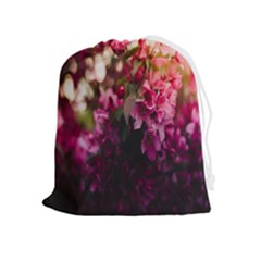 Pink Flower Drawstring Pouch (xl) by artworkshop