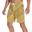 Damas Pattern Vector Texture Gold Ornament With Seamless Men s Beach Shorts View2