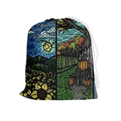 Four Assorted Illustrations Collage Winter Autumn Summer Picture Drawstring Pouch (xl) by danenraven