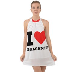 I Love Balsamic Halter Tie Back Chiffon Dress by ilovewhateva