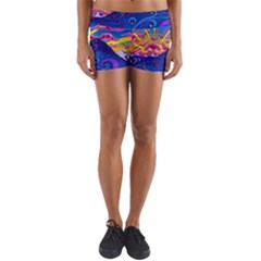 Abstract Paisley Art Pattern Design Fabric Floral Decoration Yoga Shorts by danenraven