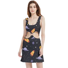Cosmos Rockets Spaceships Ufos Velour Cutout Dress by Cowasu