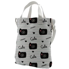 Cute Cameras Doodles Hand Drawn Canvas Messenger Bag by Cowasu