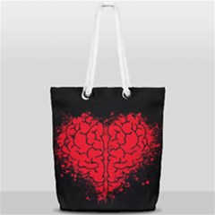 Heart Brain Mind Psychology Doubt Full Print Rope Handle Tote (small) by Cowasu