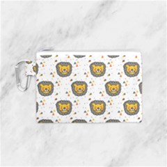 Lion Heads Pattern Design Doodle Canvas Cosmetic Bag (small) by Cowasu