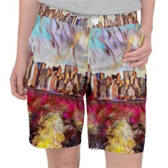 New York Skyline Manhattan City Women s Pocket Shorts by Cowasu