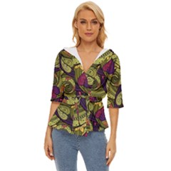 Pattern Vector Texture Style Garden Drawn Hand Floral Lightweight Drawstring Hooded Top by Cowasu
