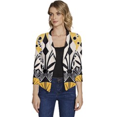Flowers Pattern Women s Casual 3/4 Sleeve Spring Jacket by danenraven