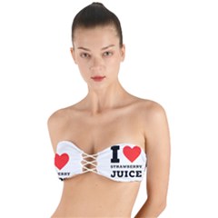 I Love Strawberry Juice Twist Bandeau Bikini Top by ilovewhateva