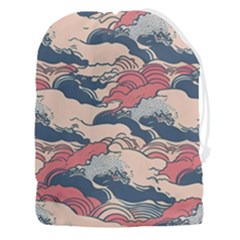 Waves Ocean Sea Water Pattern Rough Seas Drawstring Pouch (3xl) by danenraven