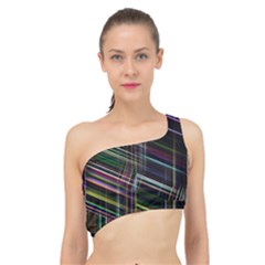 False Prismatic Black Background Spliced Up Bikini Top  by Bangk1t