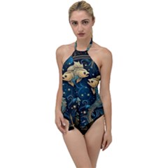 Fish Star Sign Go With The Flow One Piece Swimsuit by Bangk1t