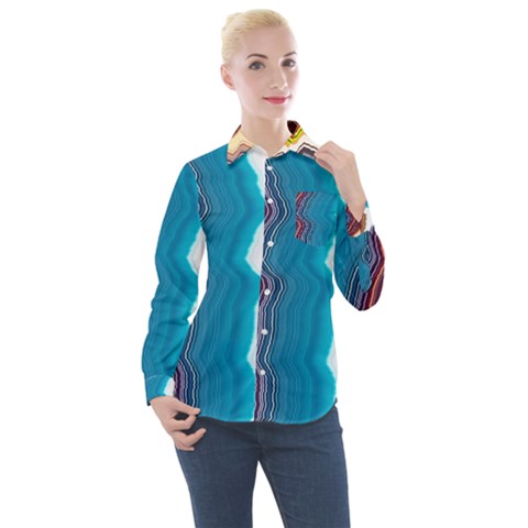 Line Vertical Lines Color Lines Women s Long Sleeve Pocket Shirt by Bangk1t
