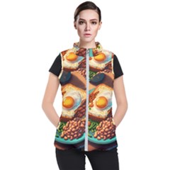 Breakfast Egg Beans Toast Plate Women s Puffer Vest by Ndabl3x