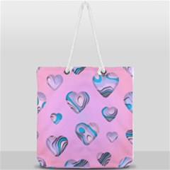 Hearts Pattern Love Full Print Rope Handle Tote (large) by Ndabl3x