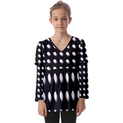 Background Dots Circles Graphic Kids  V Neck Casual Top by Ndabl3x