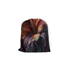 Flower Orange Lilly Drawstring Pouch (small) by Ndabl3x