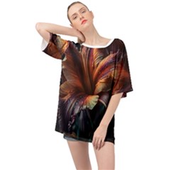 Flower Orange Lilly Oversized Chiffon Top by Ndabl3x